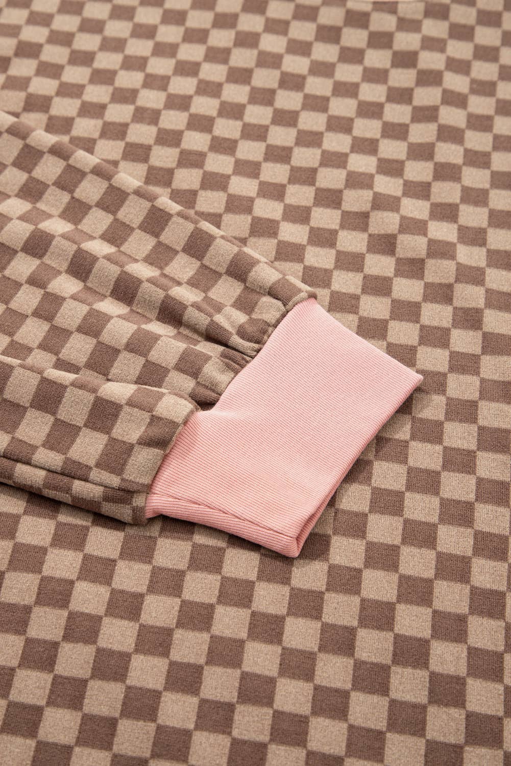 FULL TIME PURCHASE - Wholesale Lounge Set - Women's - Checkerboard Long Sleeve Pullover and Shorts Set13