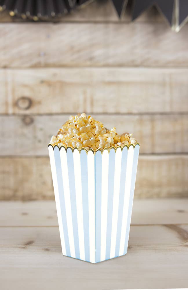 Tim&Puce Factory - Wholesale Party Favor Bag/Box - PASTEL BLUE AND GOLD POPCORN BOXES X 81