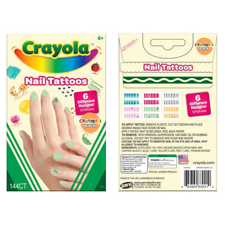 Savvi - Wholesale Temporary Tattoo - Kids - Crayolaâ„¢ Classic 12 craymoji nail tattoo set - LP33526.AA-01