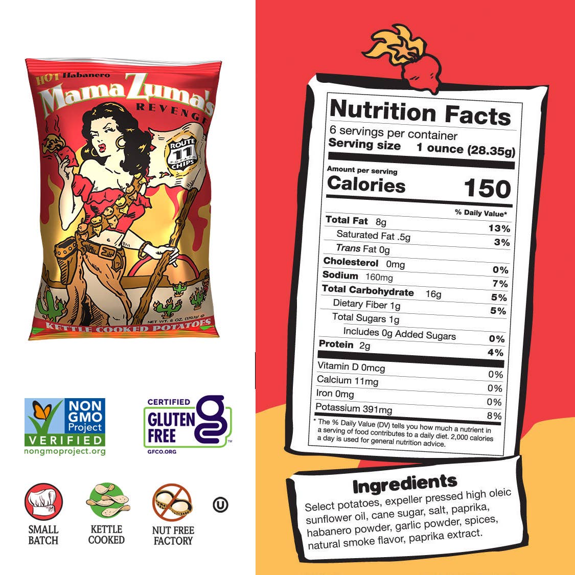 Route 11 Potato Chips - Wholesale Chips - Route 11 Mama Zuma's Revenge Potato Chips (6oz)2