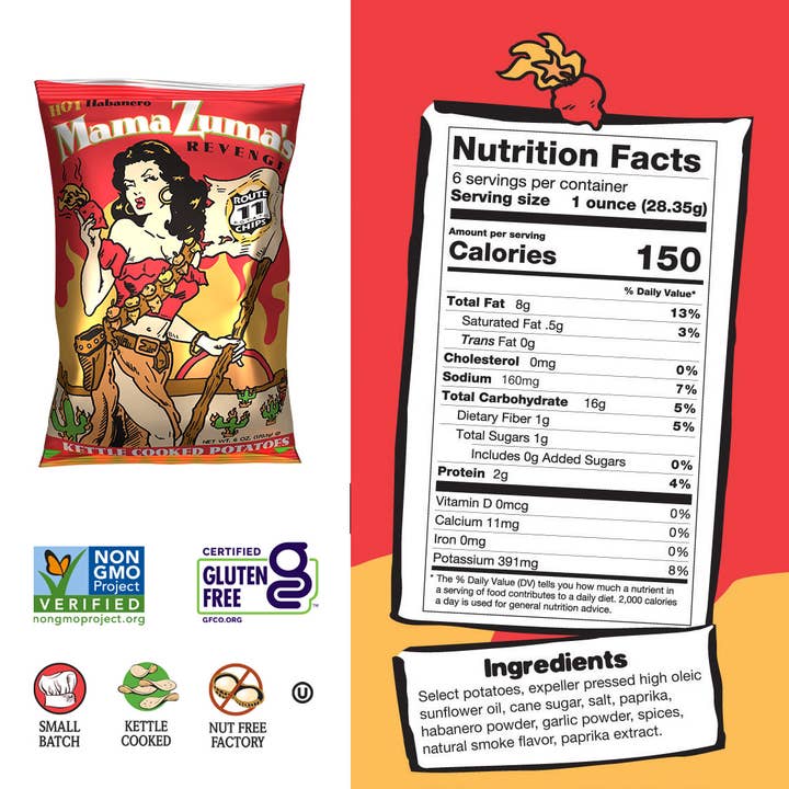 Route 11 Potato Chips - Wholesale Chips - Route 11 Mama Zuma's Revenge Potato Chips (6oz)2