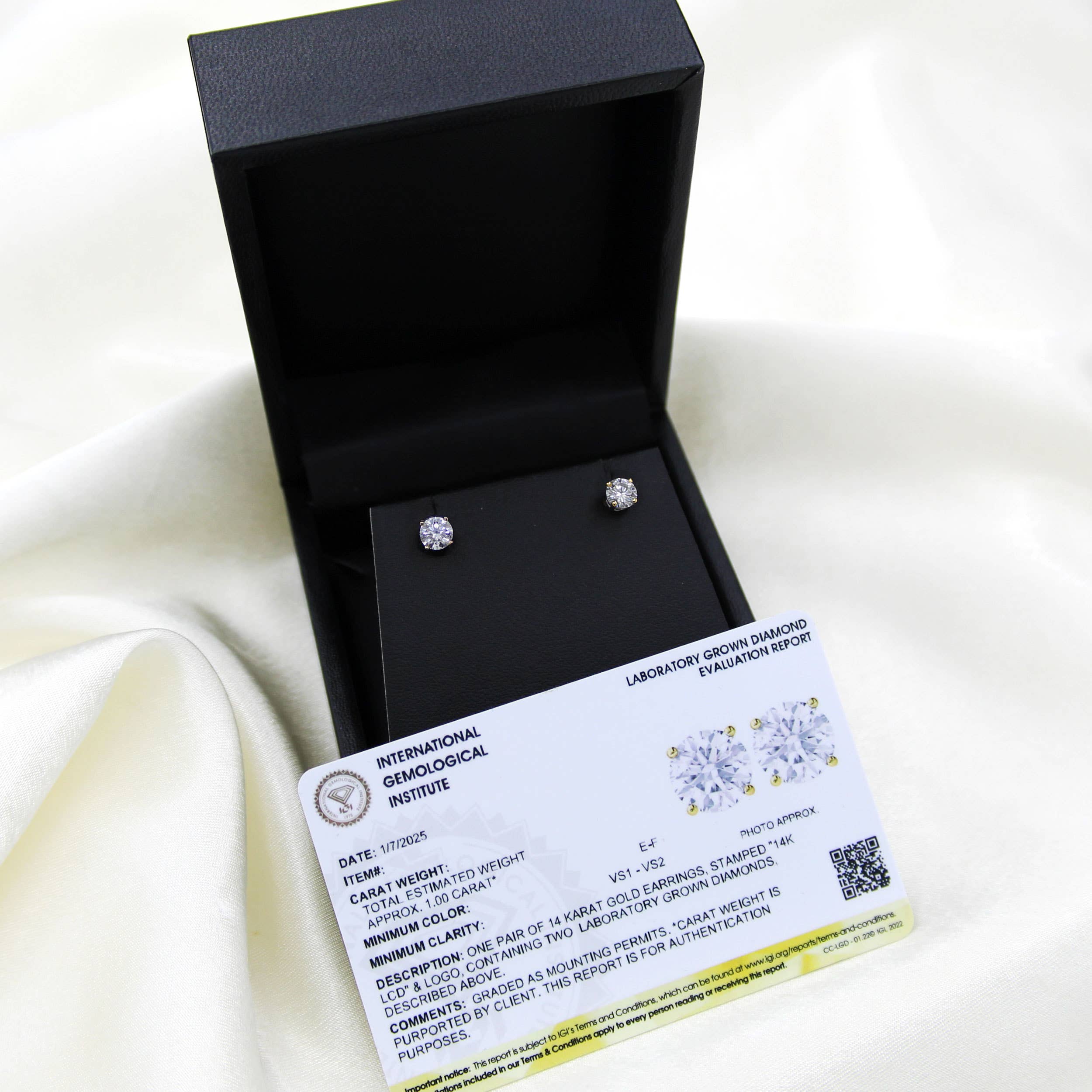 Fifth and Fine - Wholesale Stud/Post Earrings - IGI Certified VS2 Lab Grown Diamond Earrings 14K Gold12