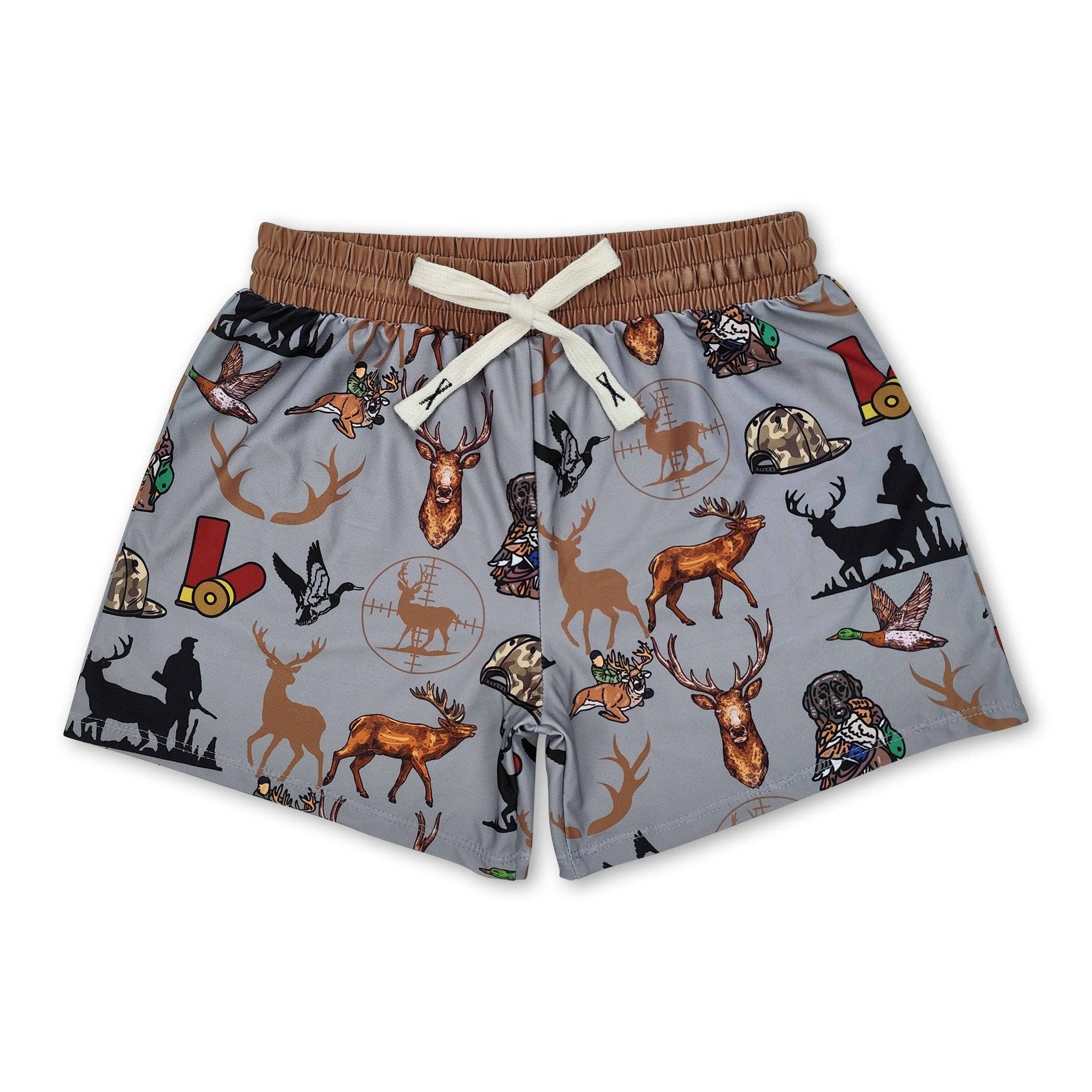 Yawoo Garments - Wholesale Swim Shorts - Kids - Duck deer dog kids boys summer swim trunks