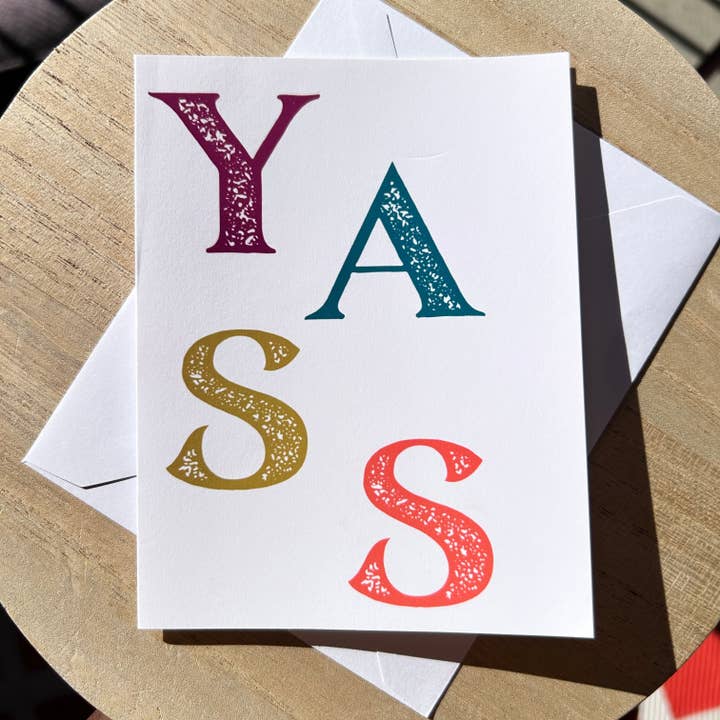 Yass Greeting Card for wholesale by Sincerely, Peace by CicelyRenee