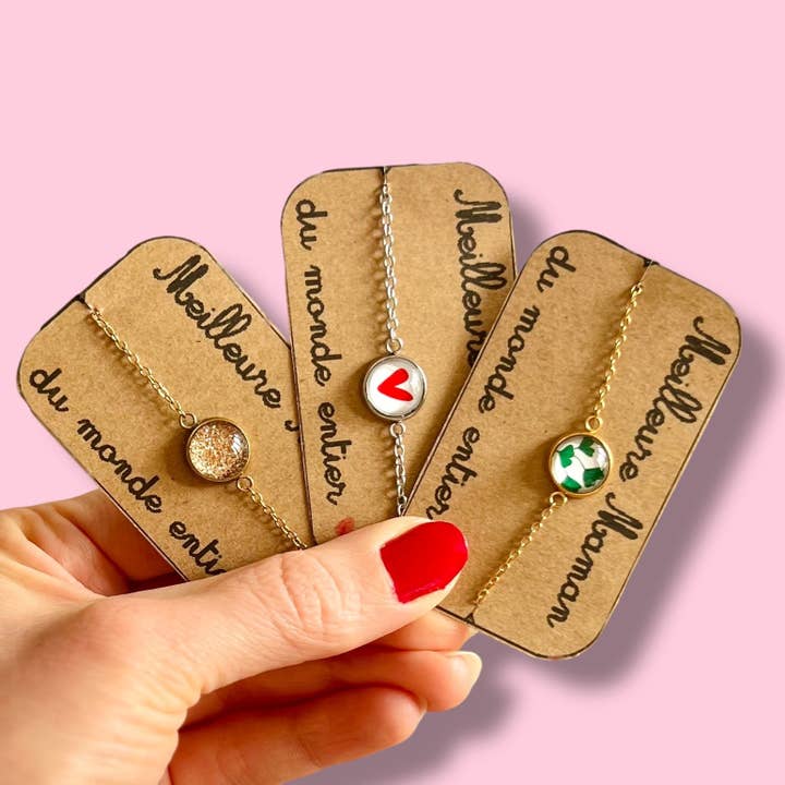 Dans l'Air du Temps Bijoux - Vente Bracelets à breloques/pendentifs - Bracelet Acier Inoxydable Meilleure Maman du Monde