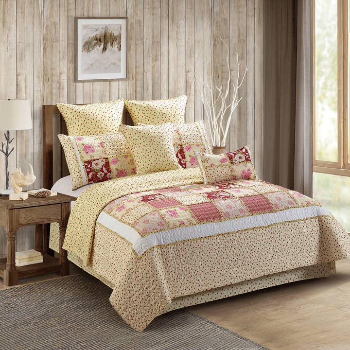 "Kensington Floral" Designer Microfiber Quilt Set for wholesale by Duke Imports