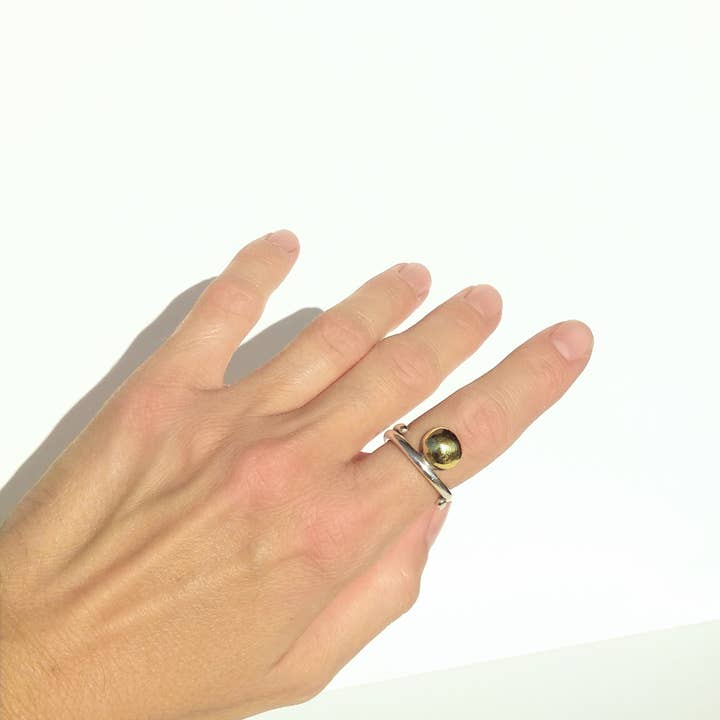 Anello a spirale in argento Sterling con perline in ottone per la vendita all'ingrosso da parte di tothemetal