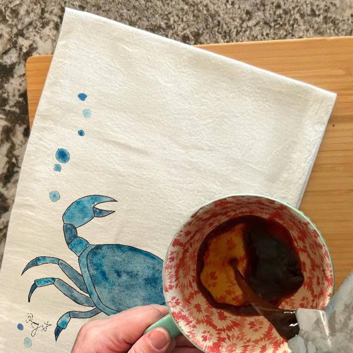 Avery's Home - Wholesale Tea Towel - Navy Stone Crab Tea Towel2