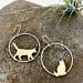SORA DESIGNS - Wholesale Dangle Earrings - Large Cat Hoop Earrings Gold Cat Earrings 1