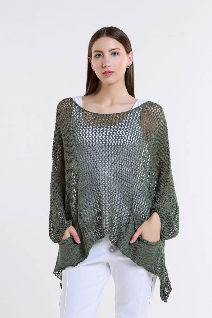 TINA Stephens Italy/Tees By Tina - Wholesale Knit Top - Women's - Lennox Open Knit Topper (BLS133)17