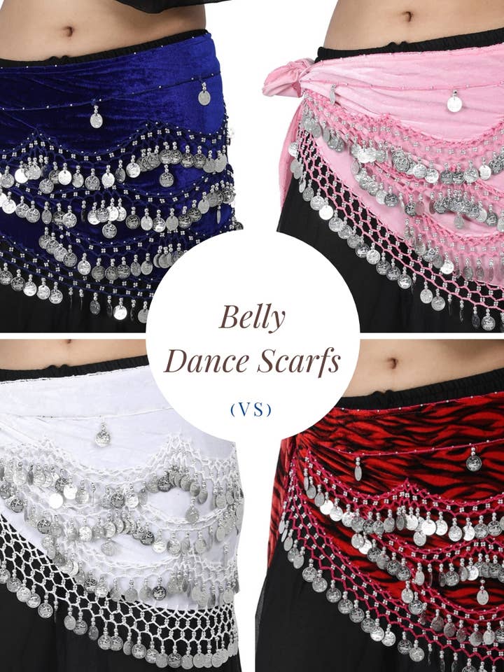 Women Belly Dancing Silver Coin 3 Row Scarves Mix lot 10ps for wholesale by Wevez