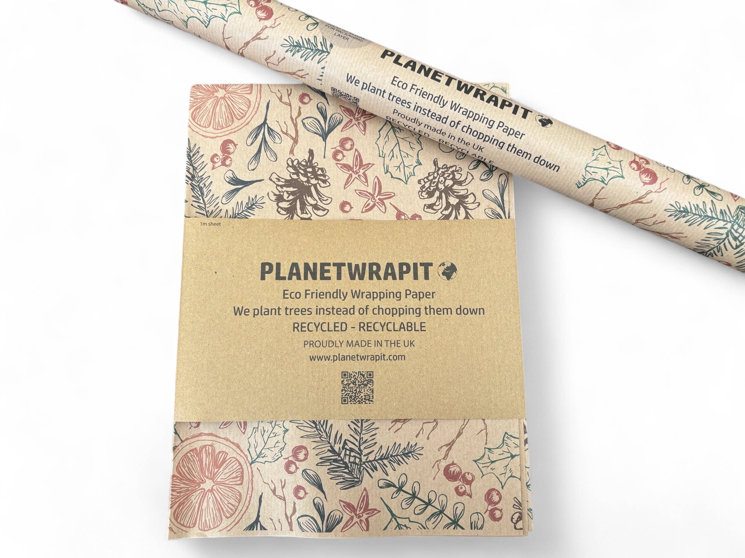 PlanetWrapIt - Wholesale Flat Wrap - Christmas Dried Oranges Recycled Kraft Gift Wrapping Paper 9
