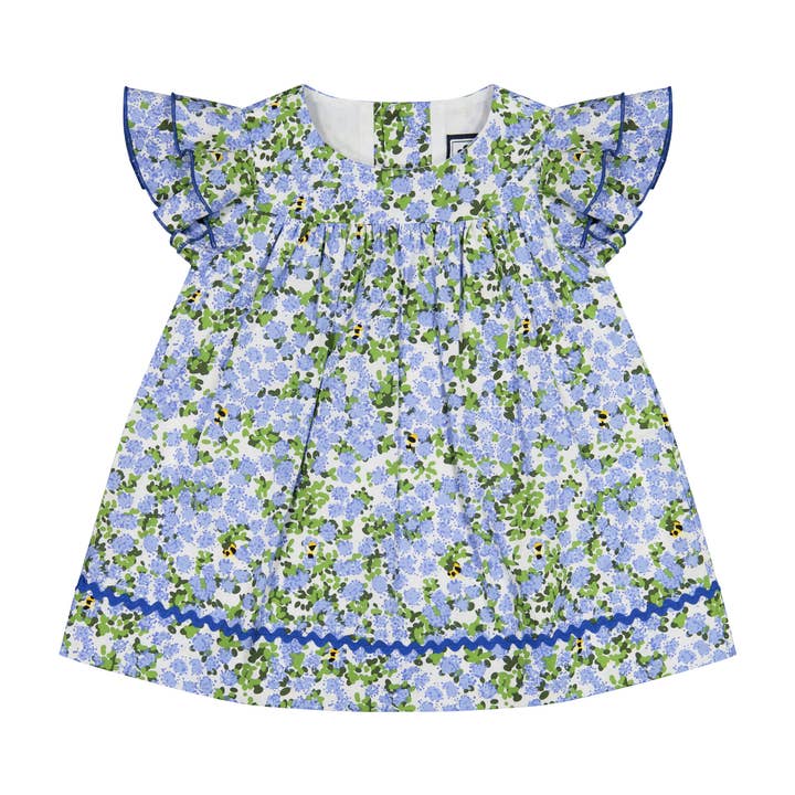 Vestido de bebé Maeve Blue Hydrangea para venta al por mayor de Busy Bees
