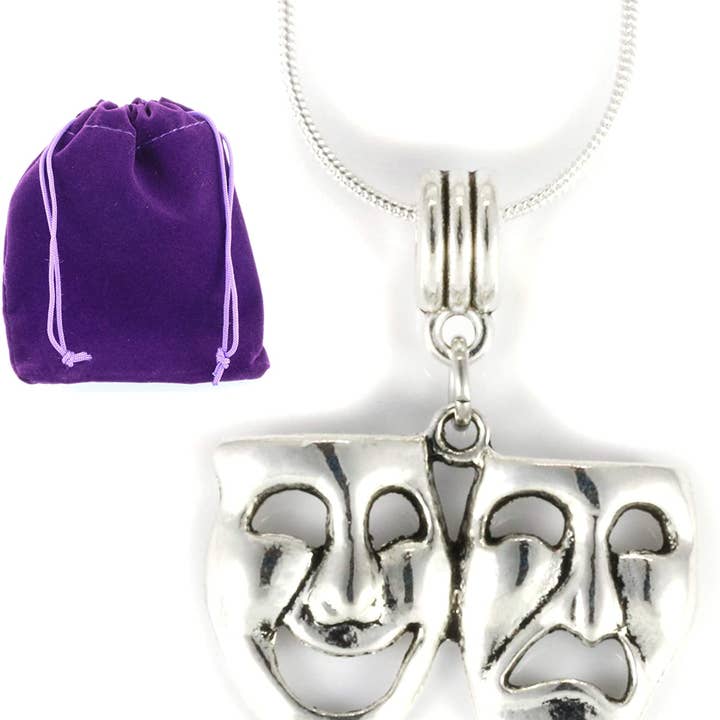 Dave The Bunny – Colar pingente/pendente por atacado – Colar Thespian | Joias de teatro ou máscaras dramáticas Joias para mulheres, homens e qualquer ator ou diretor Um ótimo presente como colar de atuação ou colar de teatro ou colar de comédia e tragédia para atores