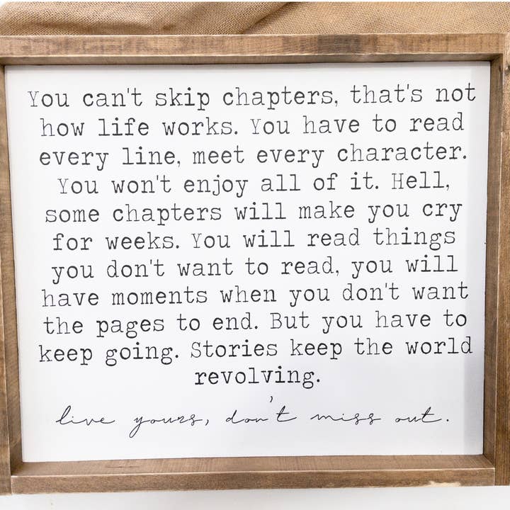 You Can't Skip Chapters l Wood Signs for wholesale by After5 Designs
