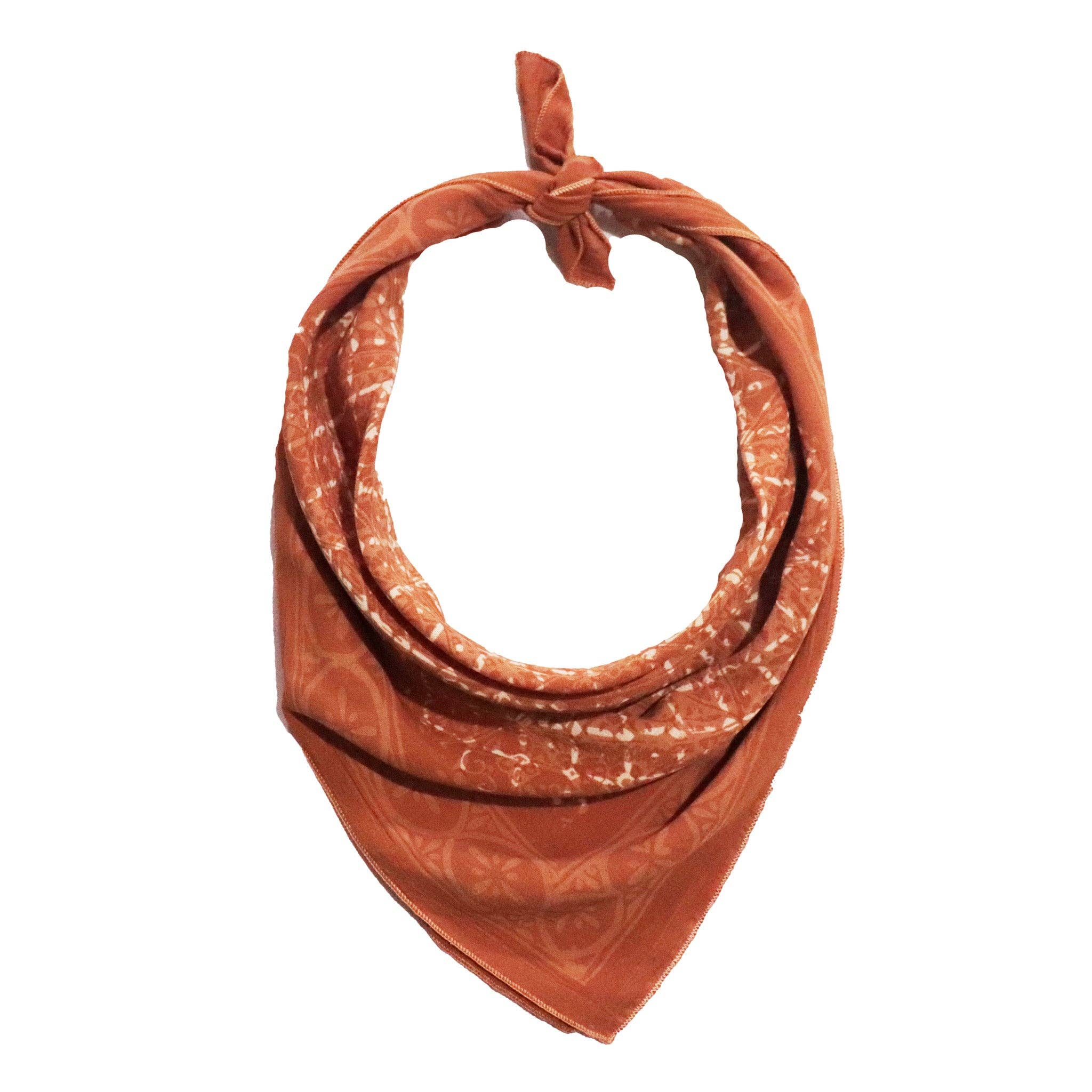 Kasih Co-op – Großhandel Bandana – Damen –  Batik-Bandana, weiche, leichte Baumwolle, Braun, Pfirsichkoralle3