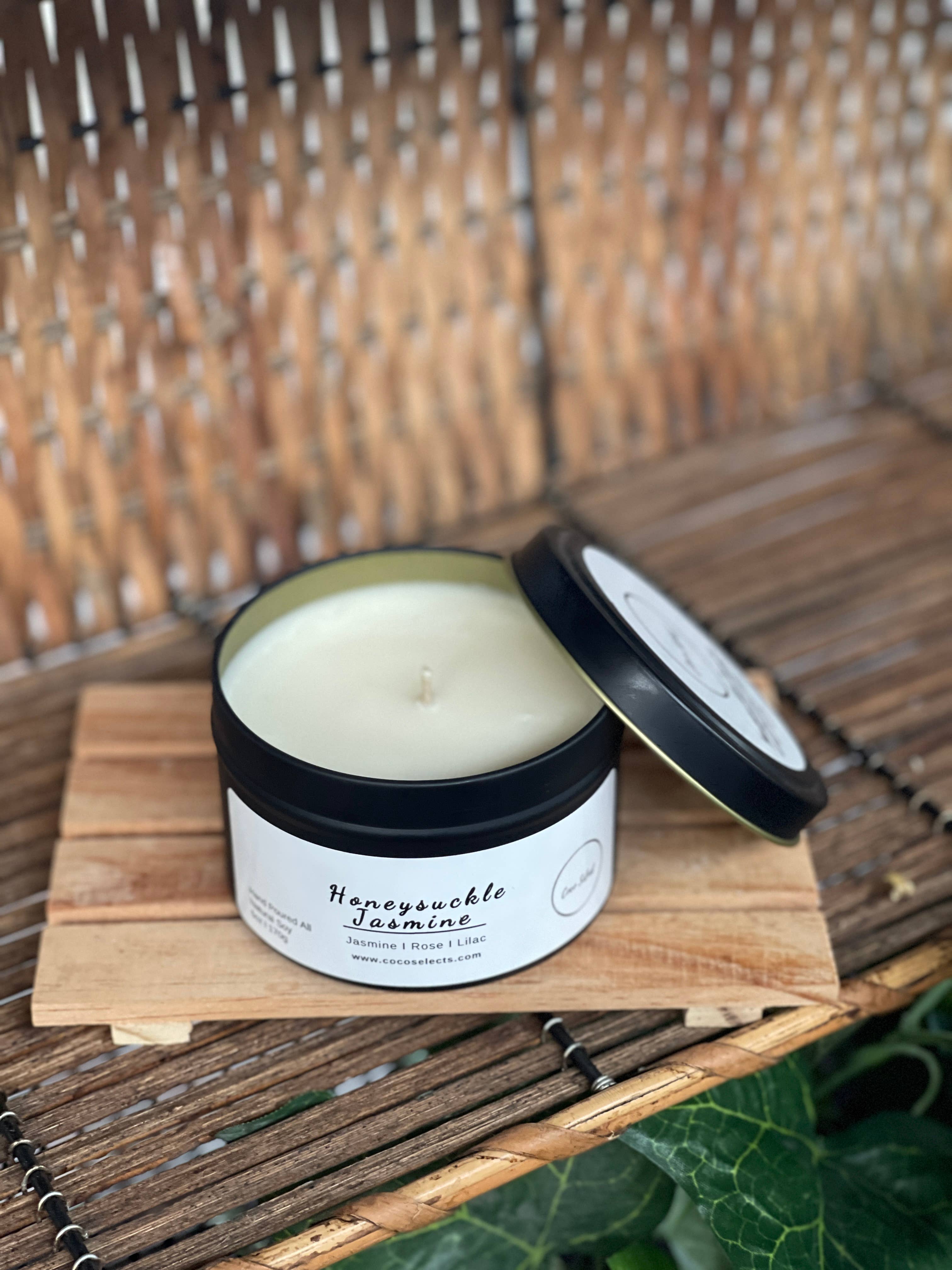 Coco Select - Wholesale Jar/Filled Candle - 8 oz Unlabeled Tin Soy Wax Candles2