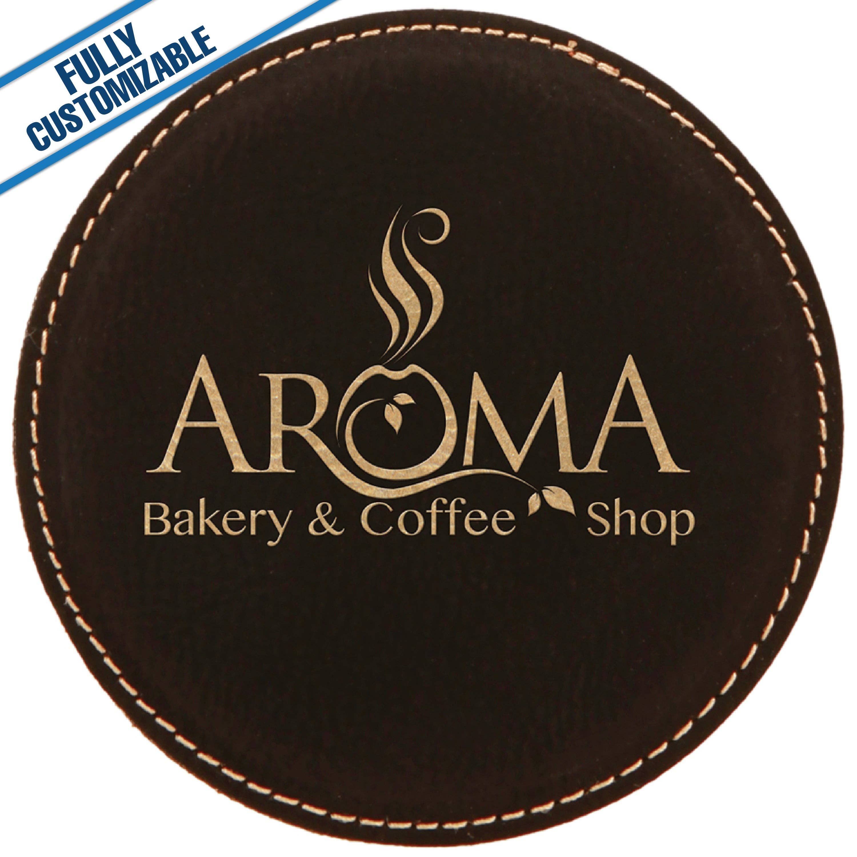 GiftWorksPlus - Wholesale Coasters - Engraved Leatherette Round Coasters - Fully Customizable0