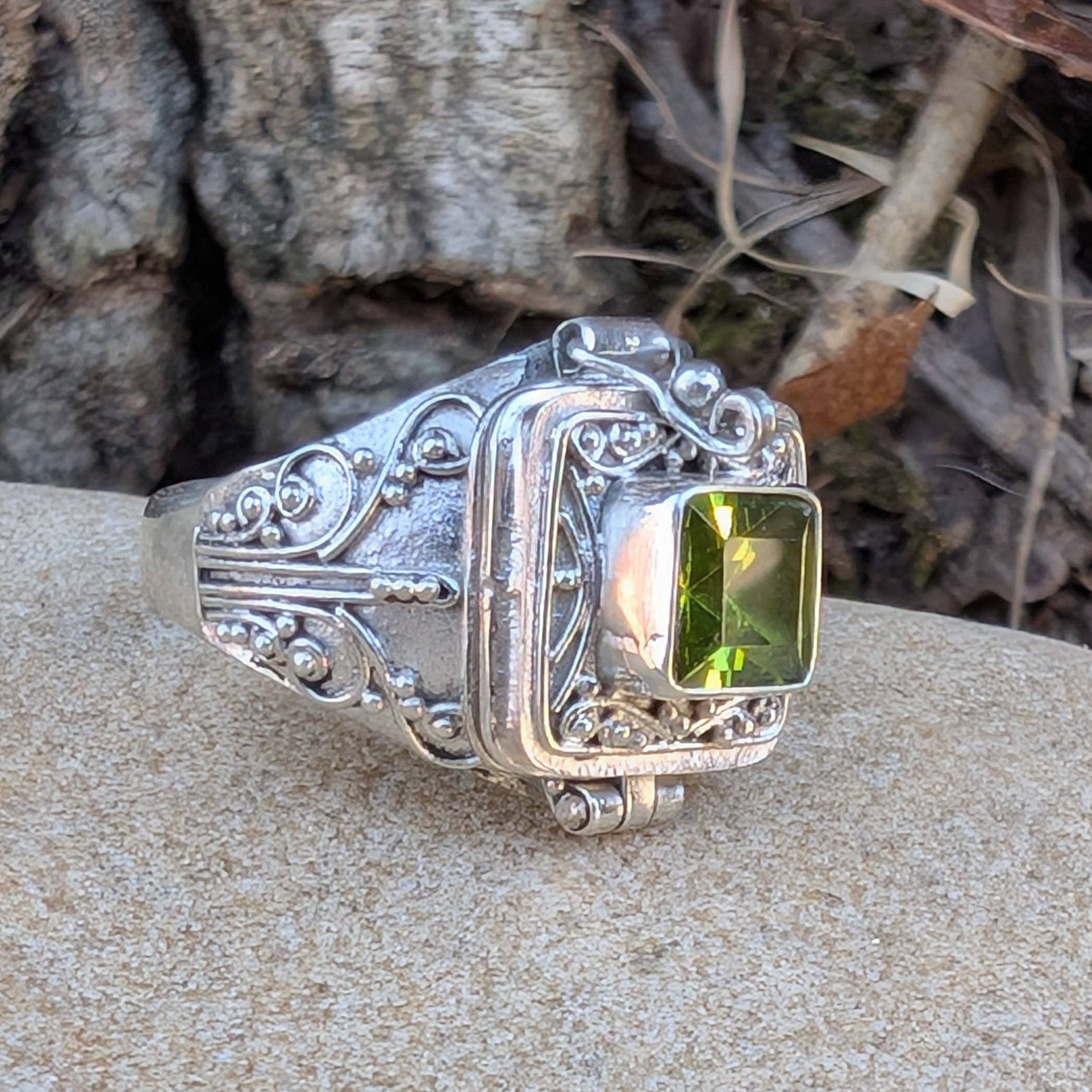 Silver Insanity - Wholesale Cocktail/Statement Ring - Midnight Elixir - Square Poison Locket Box Sterling Silver Ring2