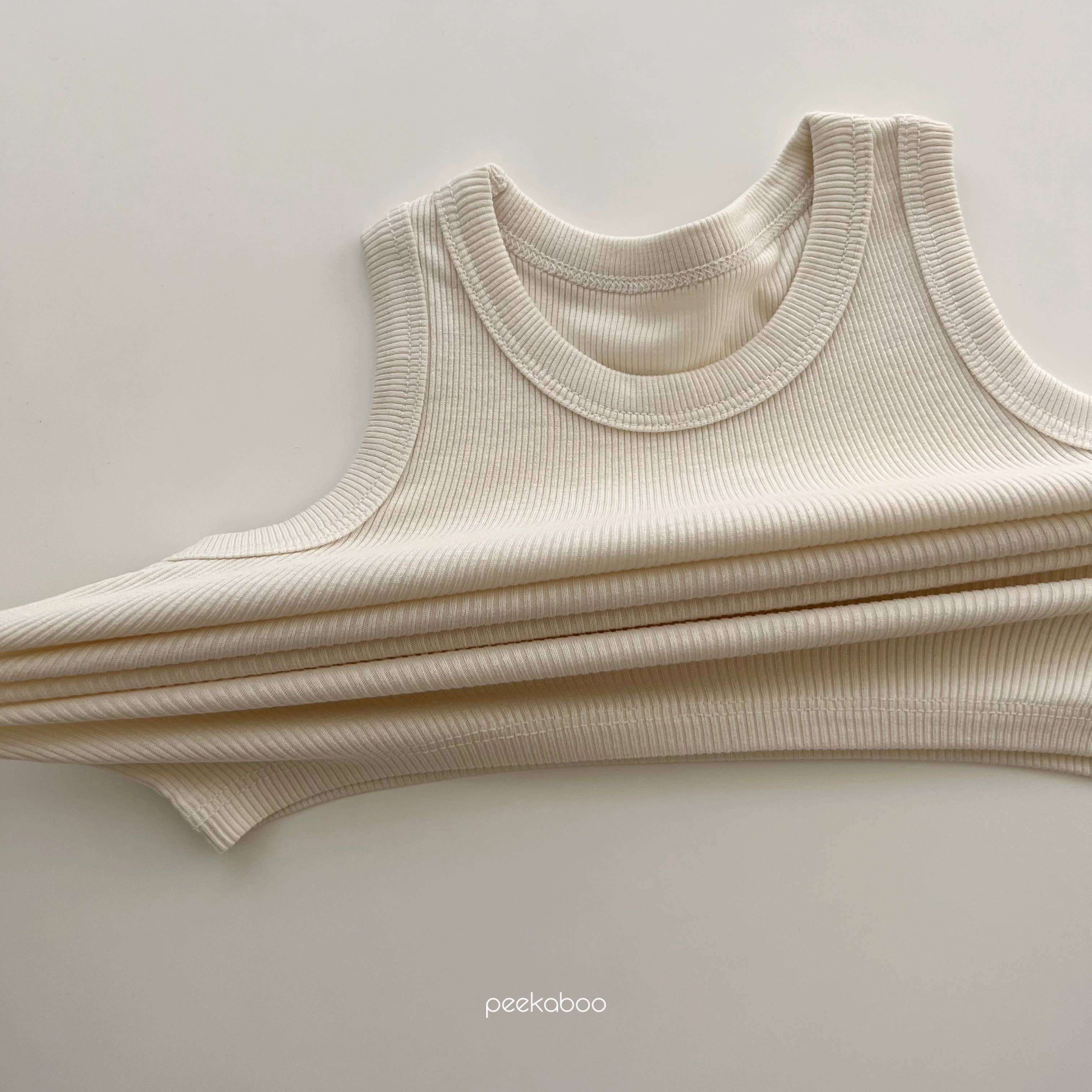 peekaboo – Großhandel Schlafanzug-Set – Kinder – Neutrale Farbe Kinder Kleinkind geripptes Tanktop und Shorts Pyjama11