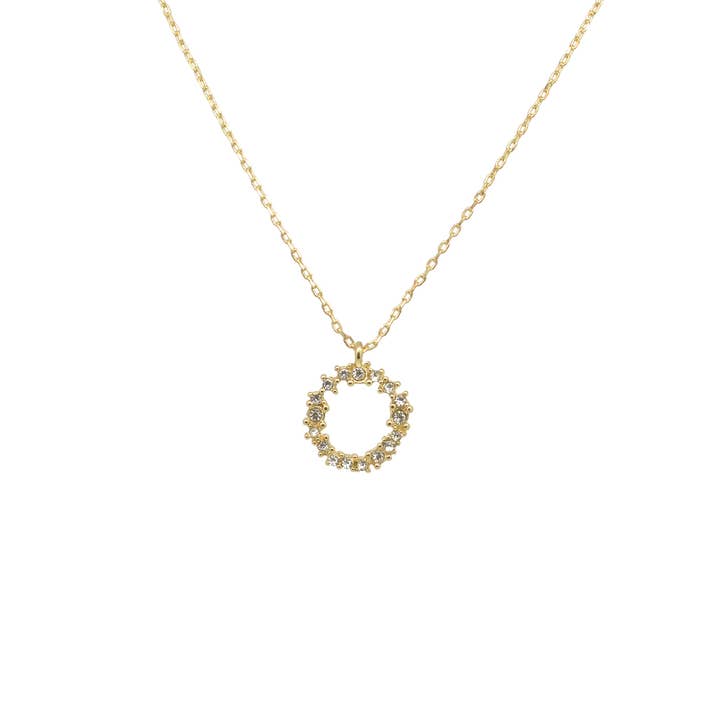 Crystal Cluster Circle Necklace in Gold for wholesale by Last True Angel