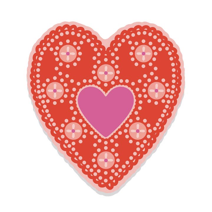 Heart Doily Vinyl Sticker for wholesale by Christine Witmore