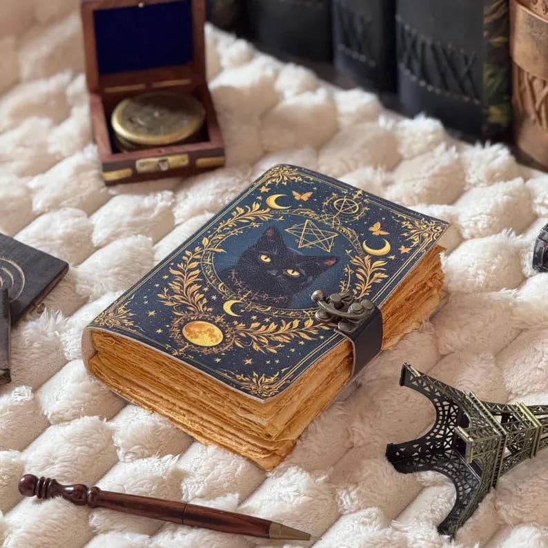 MNM HANDICRAFTS - Wholesale Journal/Diary - Cat Printed Vintage Leather Journal for Men & Women 200 Page2