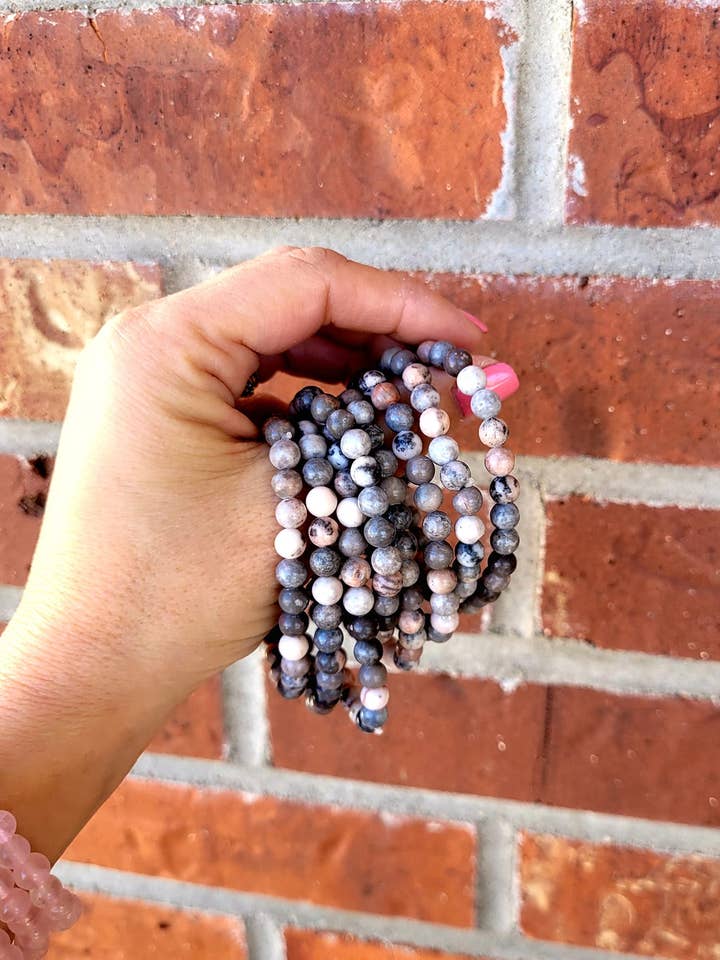 Pulseras de jaspe cebra rosa para venta al por mayor de ZARDENIA