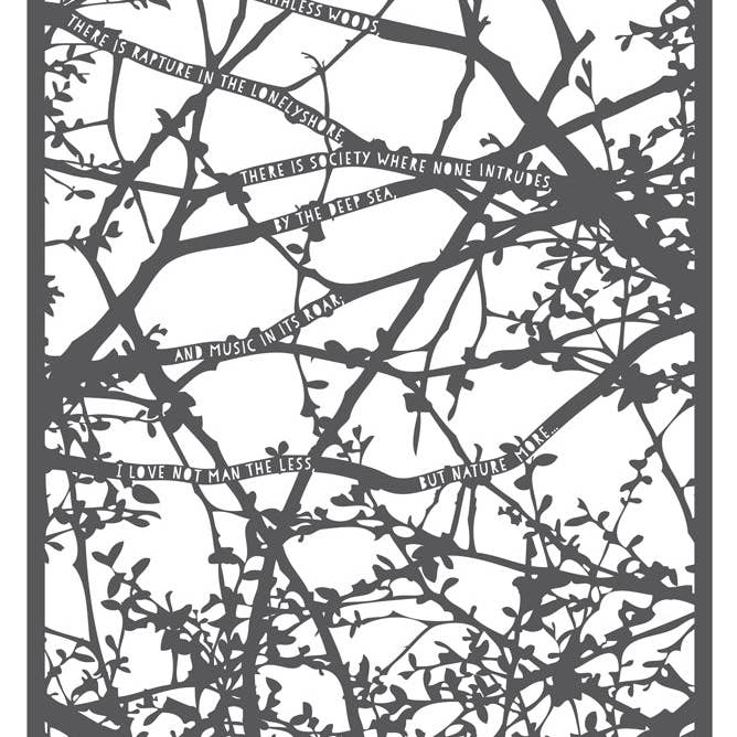 A Blackbird Sang - Wholesale Tea Towel - Tea-towel - There is pleasure in the pathless wood... - Lord Byron1