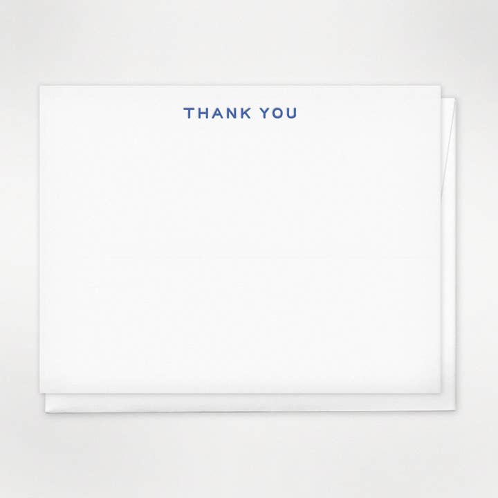 Tack San-Serif Blå - Brevpressade Boxade Notkortsset för wholesale av Huckleberry Letterpress