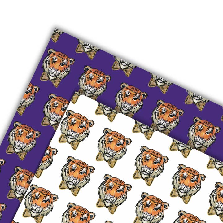 Purple Gold Tiger Reversible Gift Wrap Sheets for wholesale by Hey Y'all Party