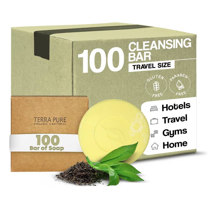 Terra Pure sæbe i æske, rejsestørrelse hotelartikler, 1,5 oz (pakke med 100) for engroshandel hos Diversified Hospitality Solutions