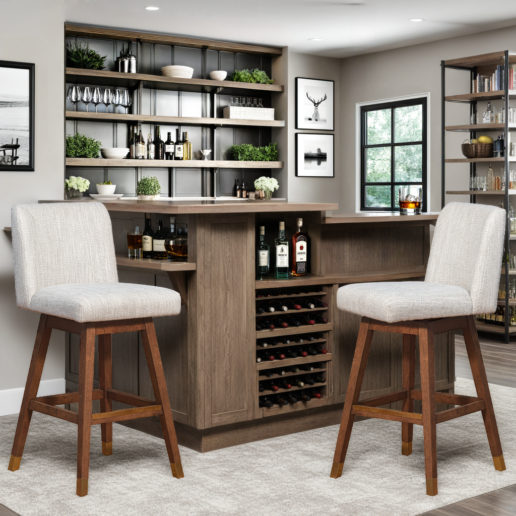 Armen Living - Wholesale Stool - Isabella Modern Upholstered Wood Swivel Barstool6