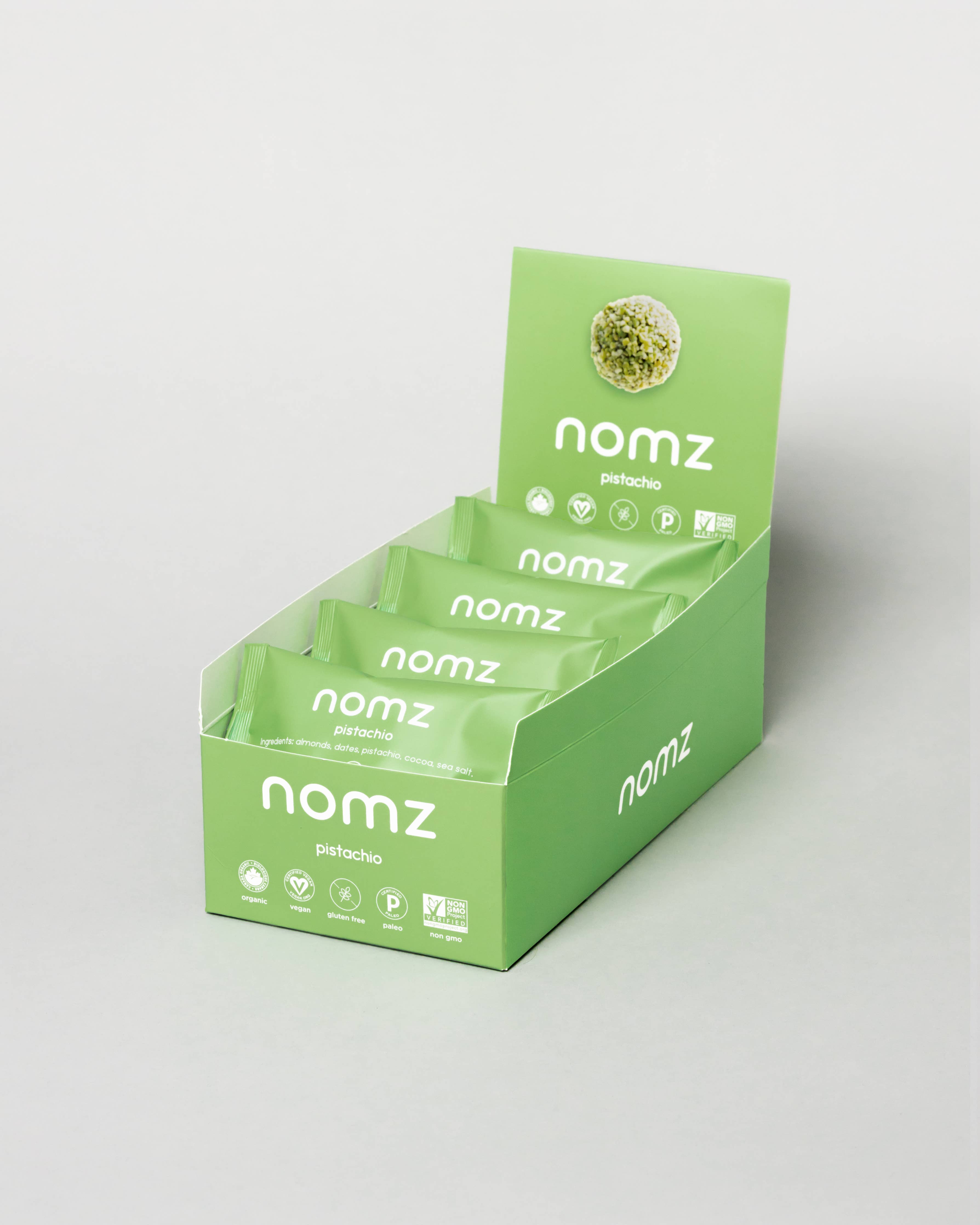 nomz – Snack Bar por atacado – Bites de energia orgânicos de pistache1