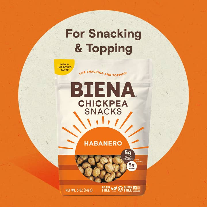 Biena Snacks - Wholesale Nuts - Habanero Roasted Chickpeas 5oz 4ct Pack4