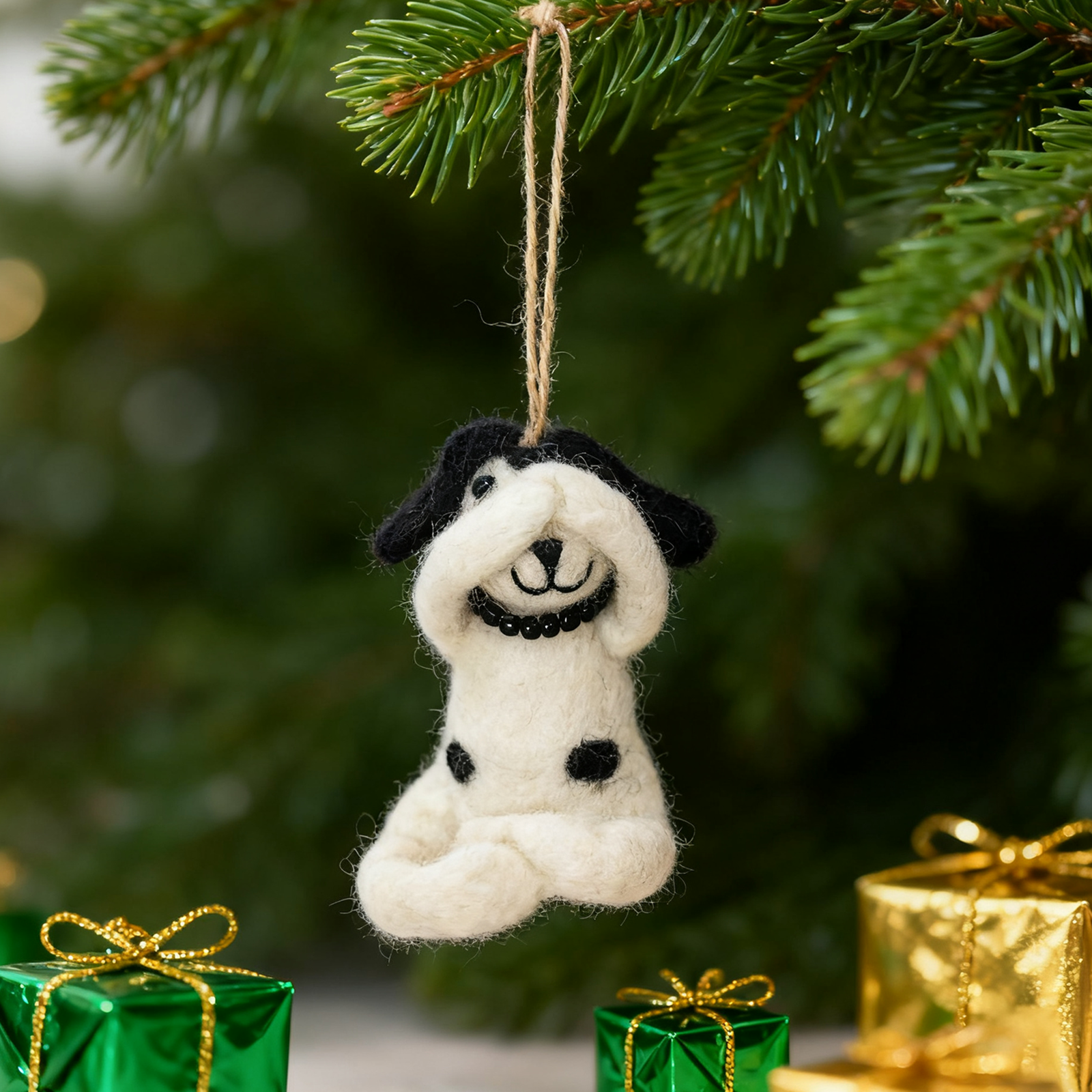 Sparkle Being - Wholesale Ornament - Handmade Wool Felt Yoga Dog Ornament0
