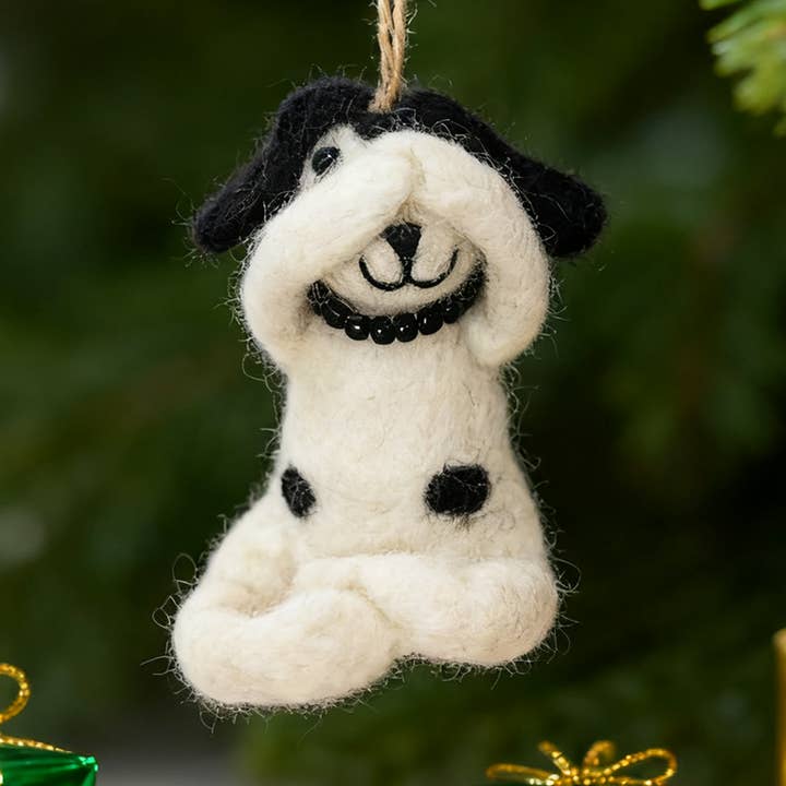 Sparkle Being - Wholesale Ornament - Handmade Wool Felt Yoga Dog Ornament0