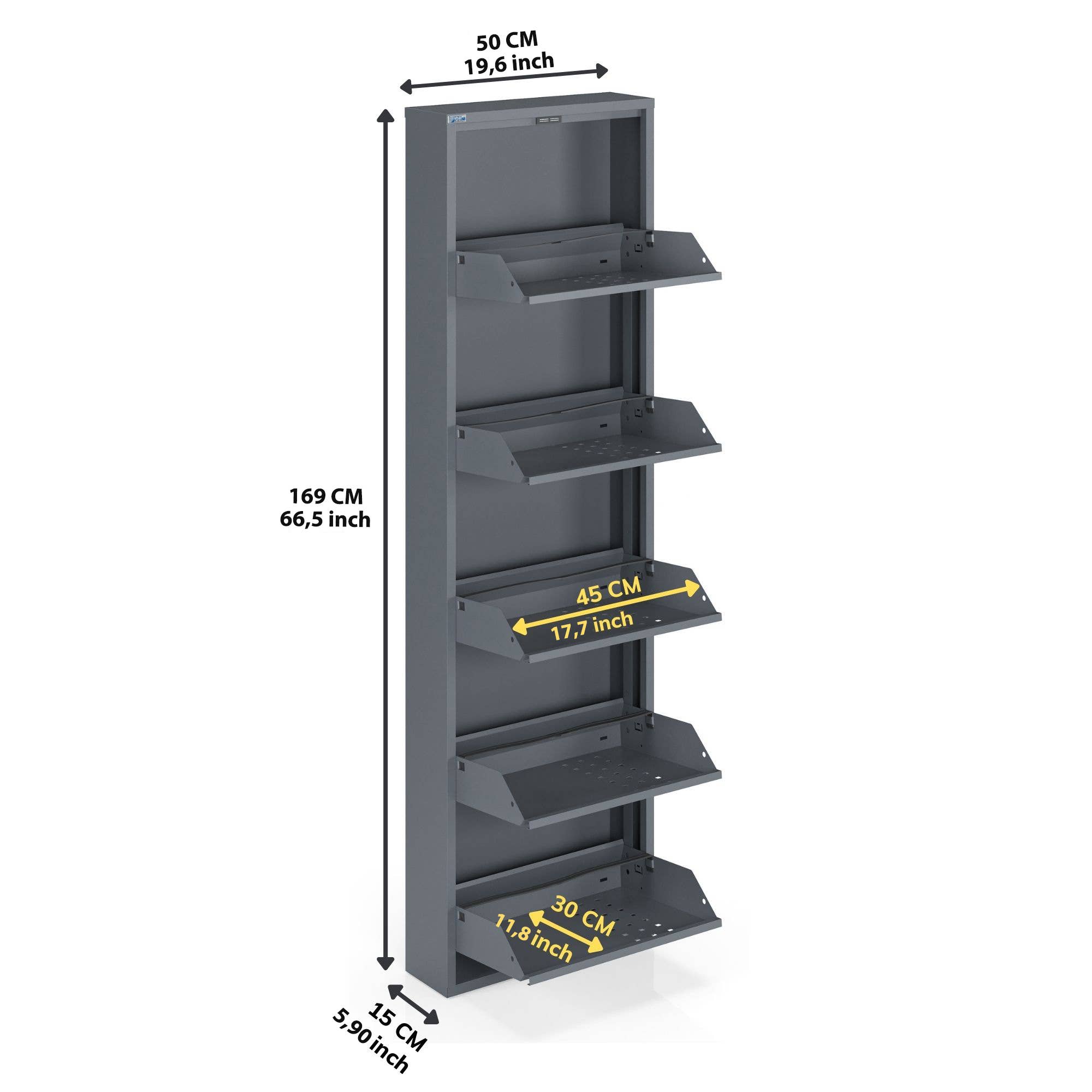 CEHA USA - Wholesale Shoe Rack - Antibacterial 5 Tier metal shoe cabinet front holes3