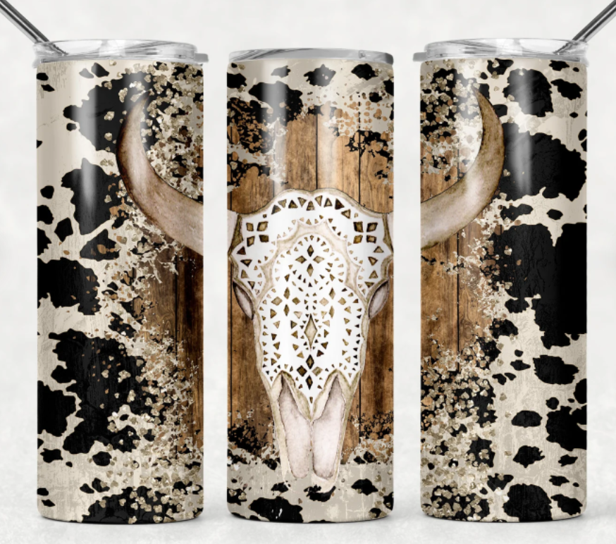 Countryside Savage - Wholesale Insulated Mug/Tumbler - Western Tumbler, Bull Cow Skull, Cowgirl Gift1