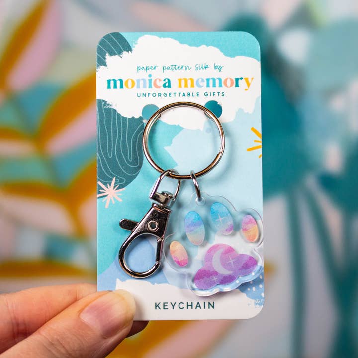 Cloudy Sky Cat Paw Keychain for wholesale by Paper Pattern Silk