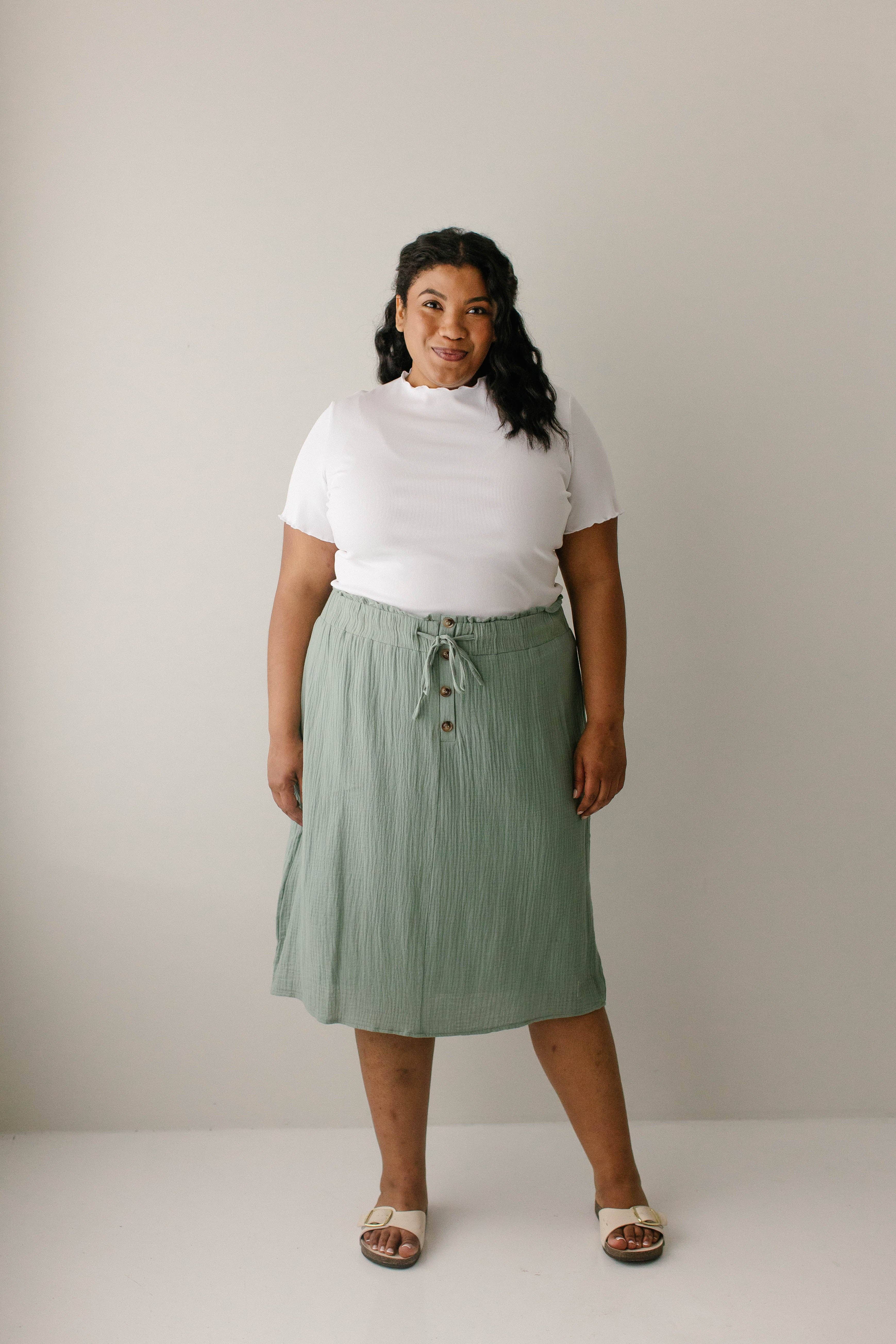 The Main Street Exchange - Wholesale Skirt - Women's - 'Courtney' Paper Bag Waist Cotton Gauze Skirt FINAL SALE0
