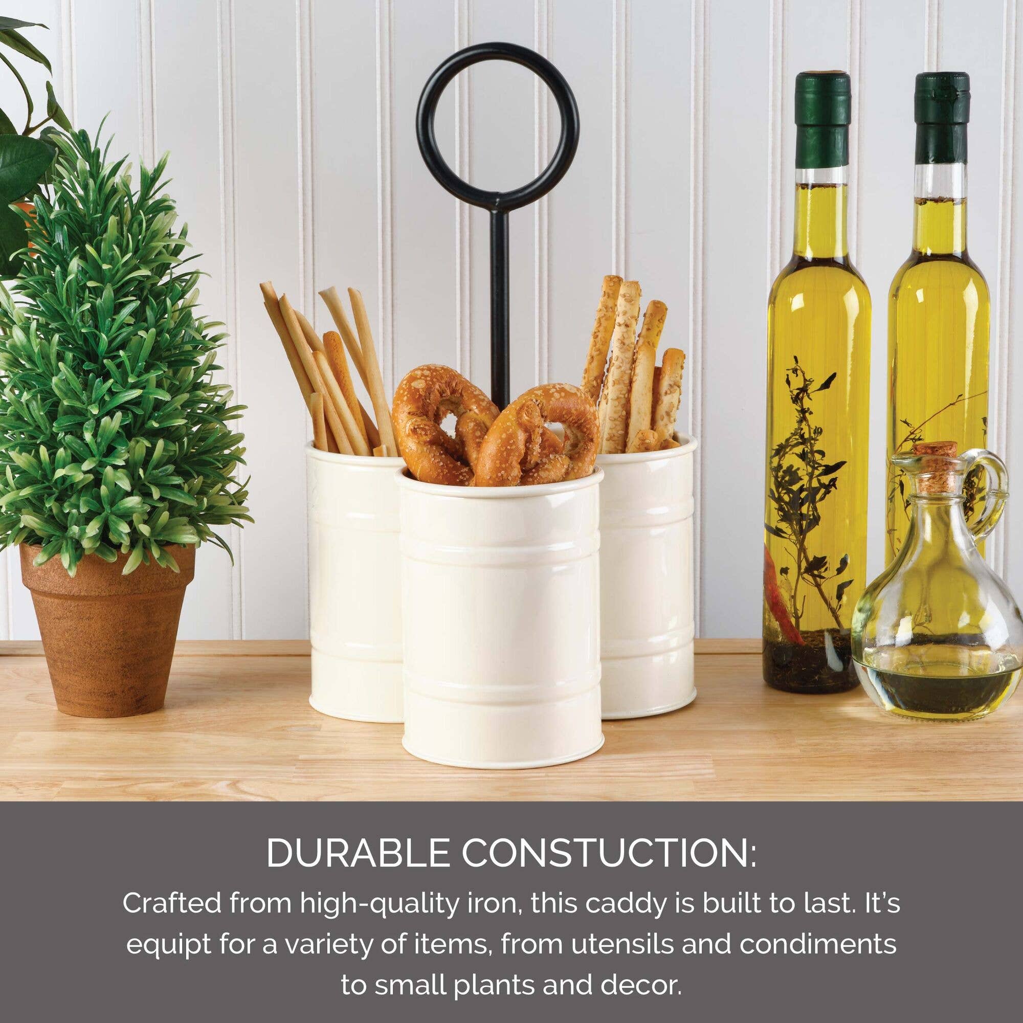 Lifetime Brands Silverwarehouse - Wholesale Flatware Caddy - White Iron Round Cup Caddy7