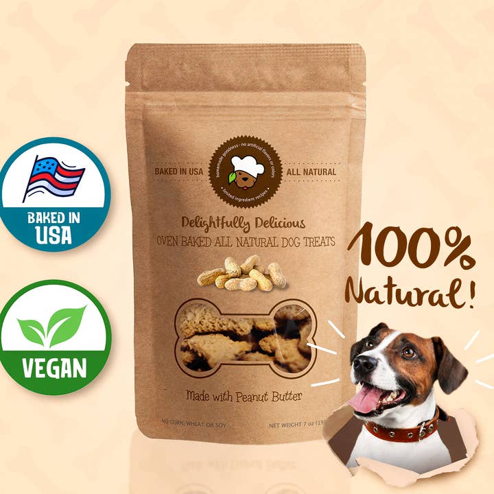Peanut Butter Dog Treats | Natural Dog Treat | Dog Treat Bag for wholesale by Delightfully Delicious Dog Treats