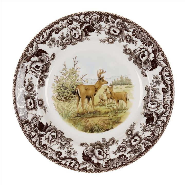 Spode Woodland Dinner Plate 10.5 inch (Mule Deer) for wholesale by Portmeirion, Spode, Pimpernel, Nacthmann, Wrendale Designs