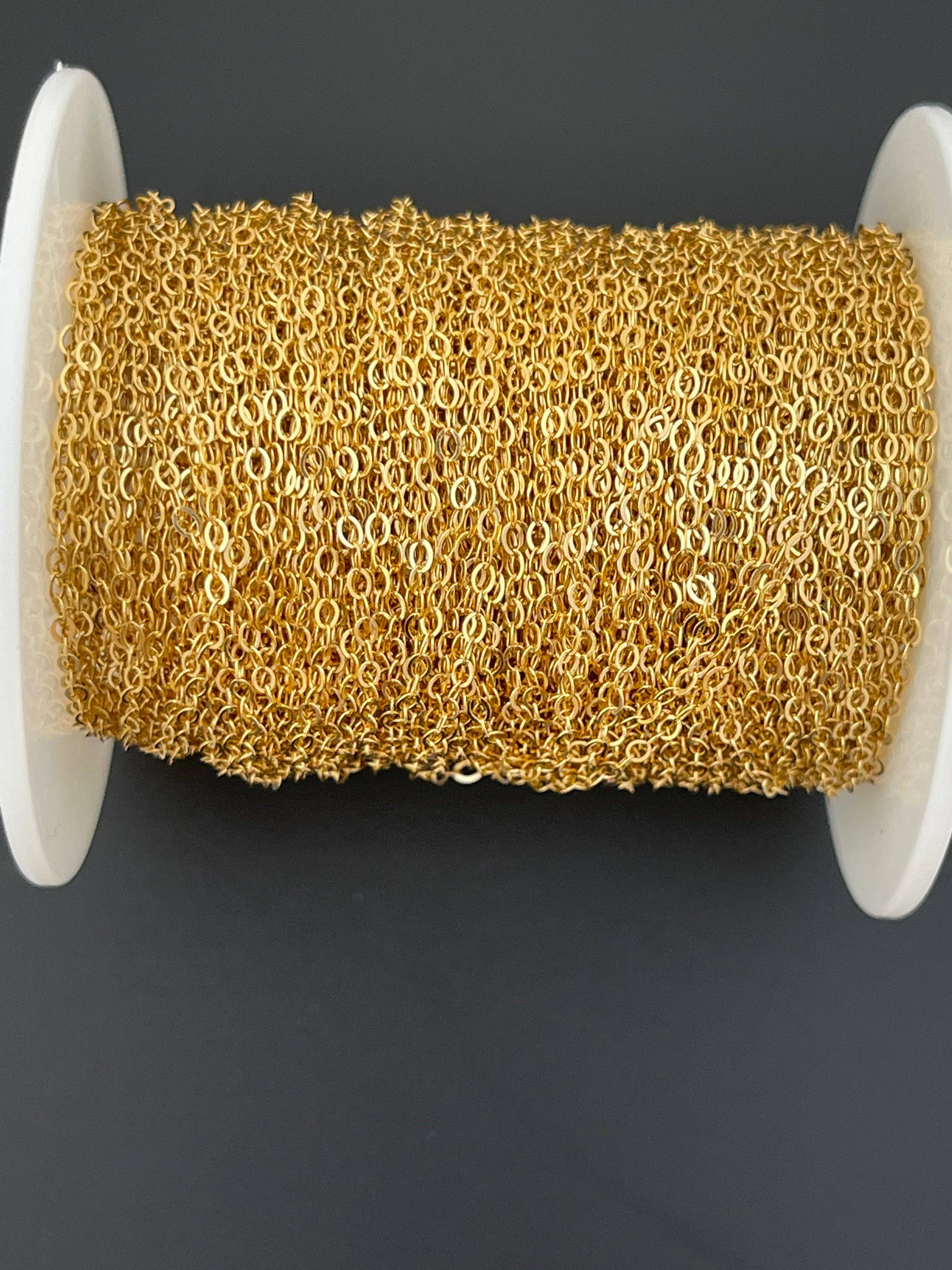 Purity Beads - Wholesale Craft Supplies - 14K Gold Filled Flat Cable Chain – 1.5mm Width, Sold by the Foot – Real Gold Fill Chain for Jewelry Making & Necklaces1