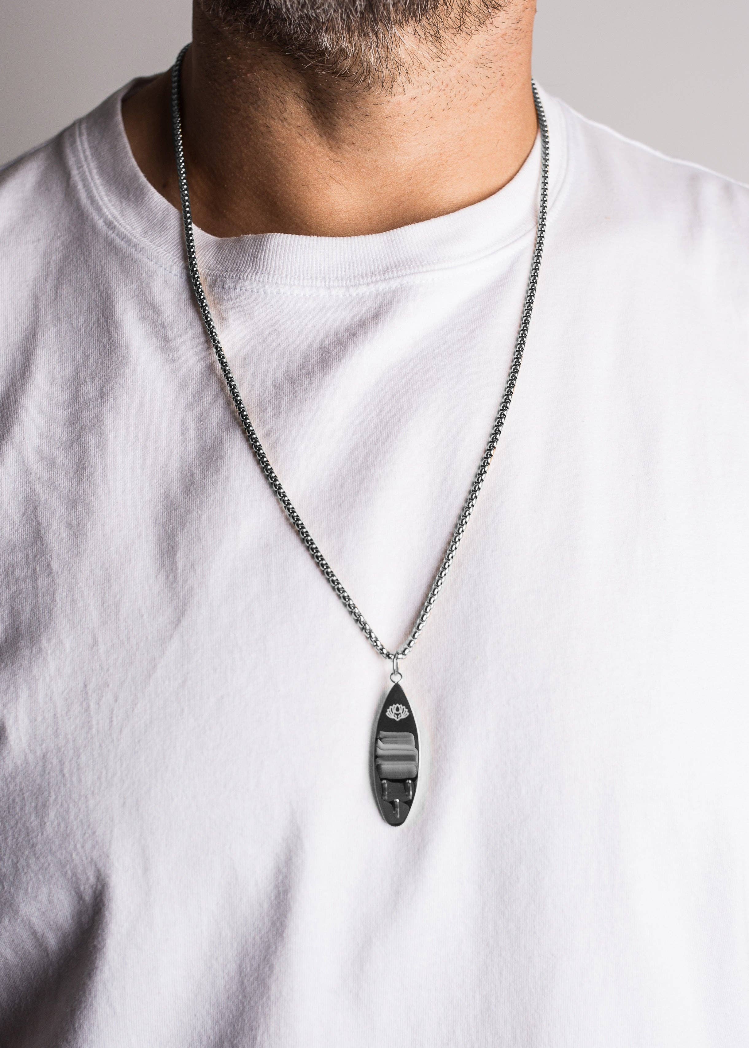 Blackskies – wholesale Pendant/charm necklace – Nalu Surf Board Pendant / Necklace Silver 70 cm1