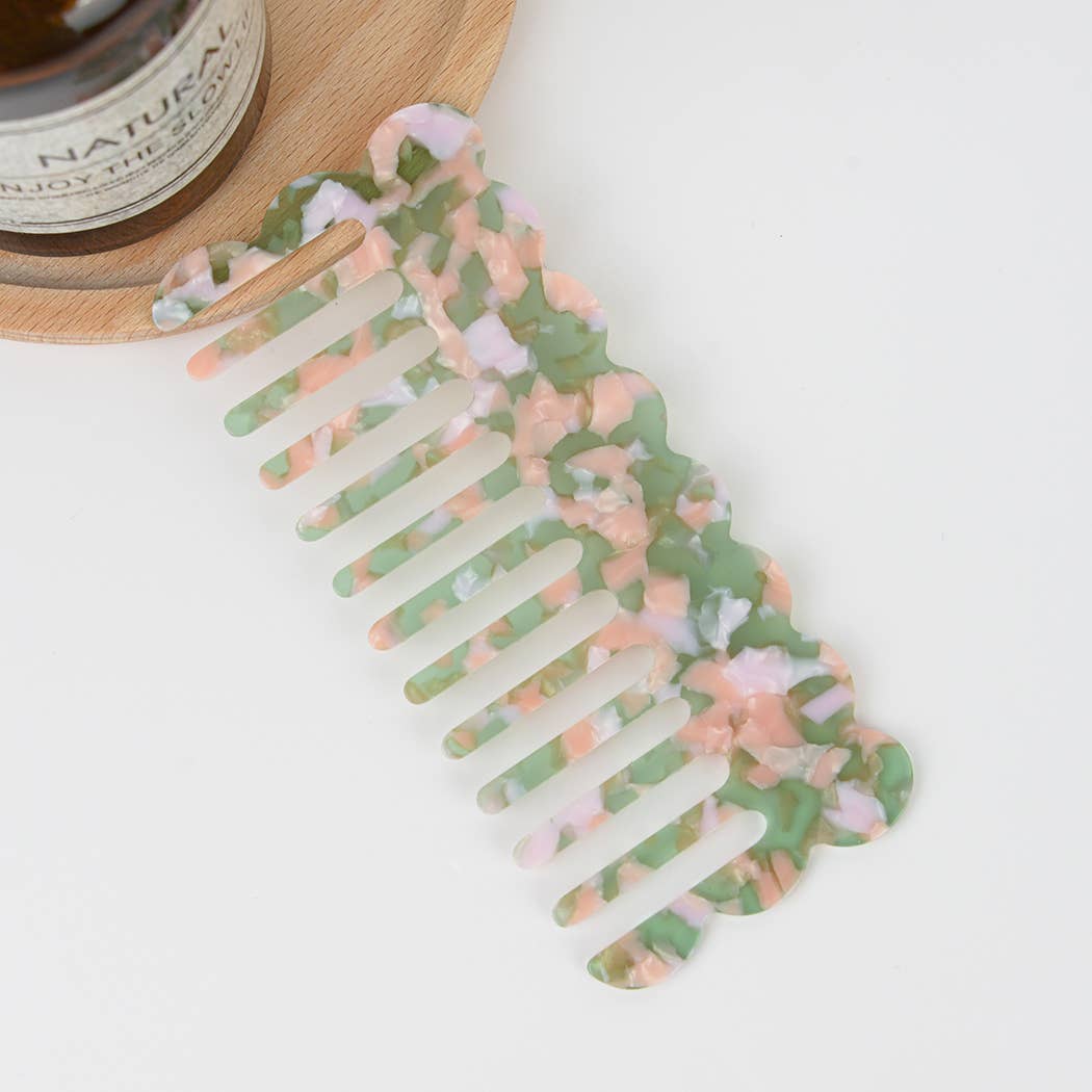 TheDivaSoap - Vente Peigne/brosse à cheveux - Peigne large à dents fines en acétate multicolore, écologique1