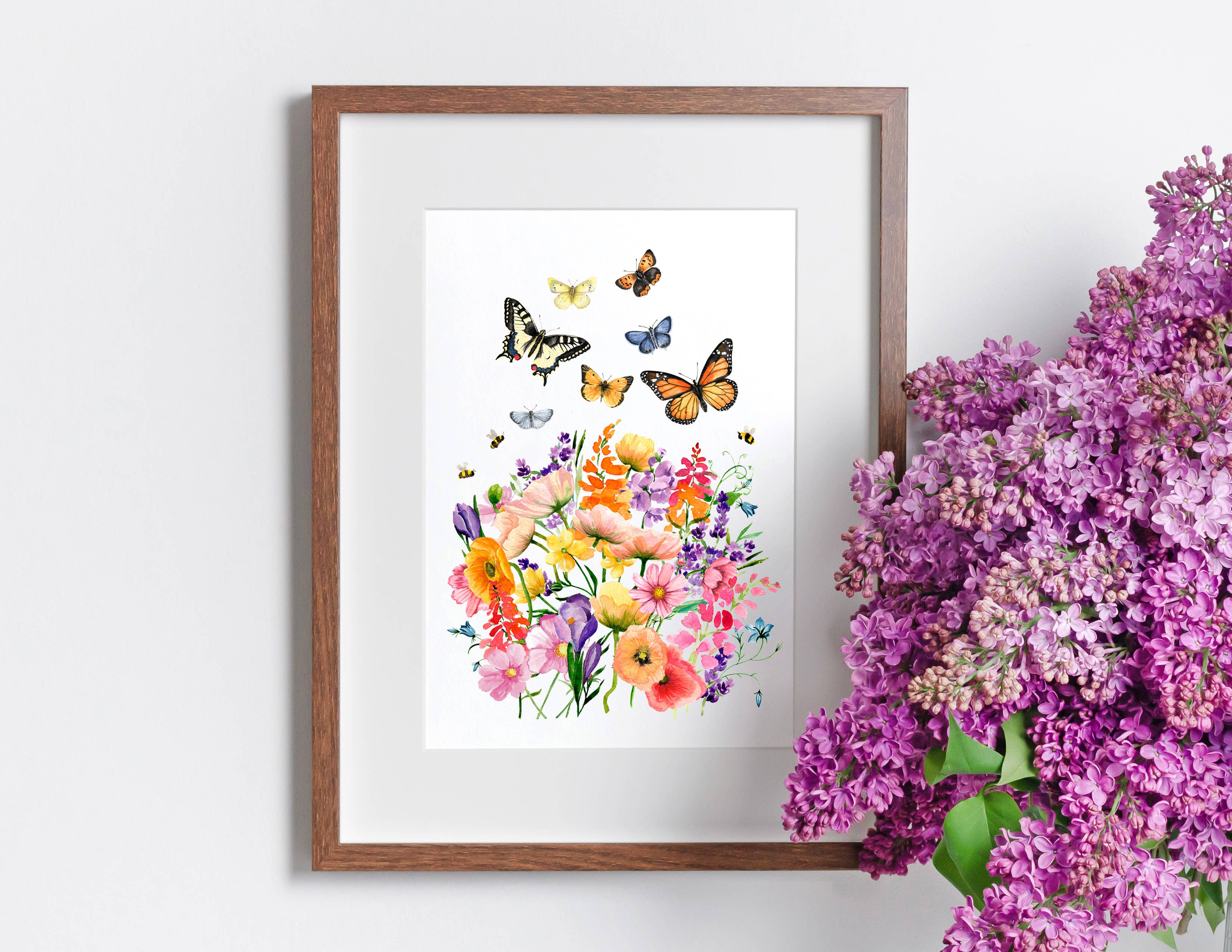 NorthHouse Creative Co. - Wholesale Art Print - Butterfly Florals Watercolor Painting Art Prints2