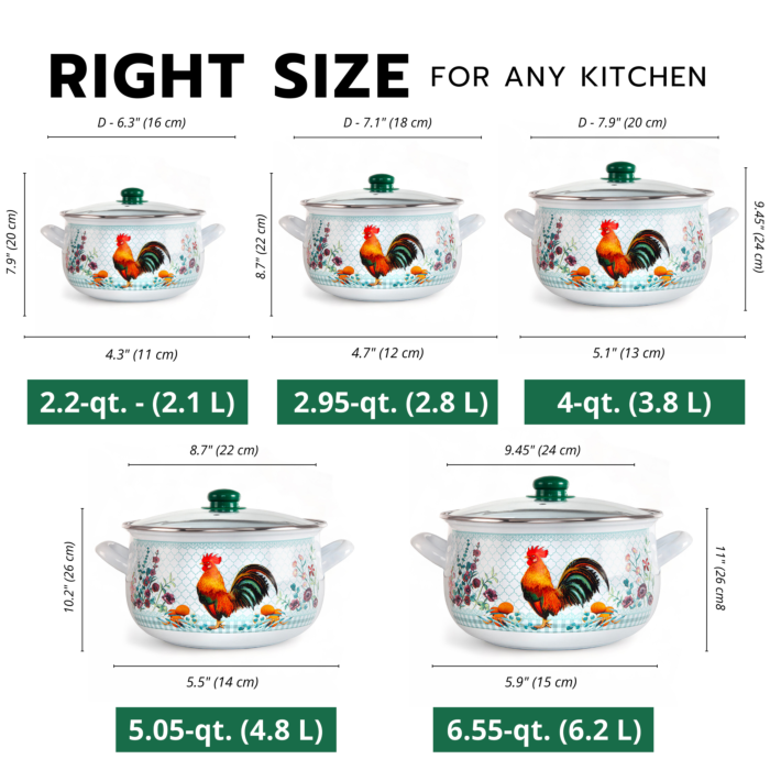 STP - Wholesale Cooking Pot - Golden Rooster Belly Deep Stock Pot with Glass Lid2