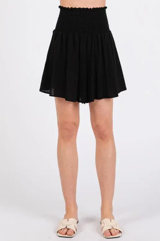 Final Touch - Wholesale Shorts - Women's - Waist Smocked Wide Shorts - NP7035315